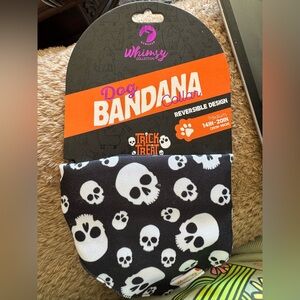 Whimsy Collection Black and White Skull Bandana Collar Med 14”-20”